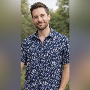 Daniel Cremieux Navy Floral Casual Button Down‎ Shirt